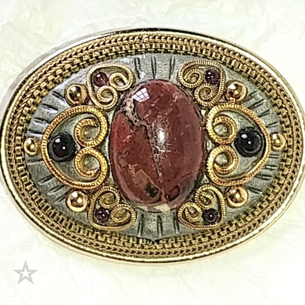MICHAL GOLAN JASPER & GARNET BROOCH PIN PENDANT